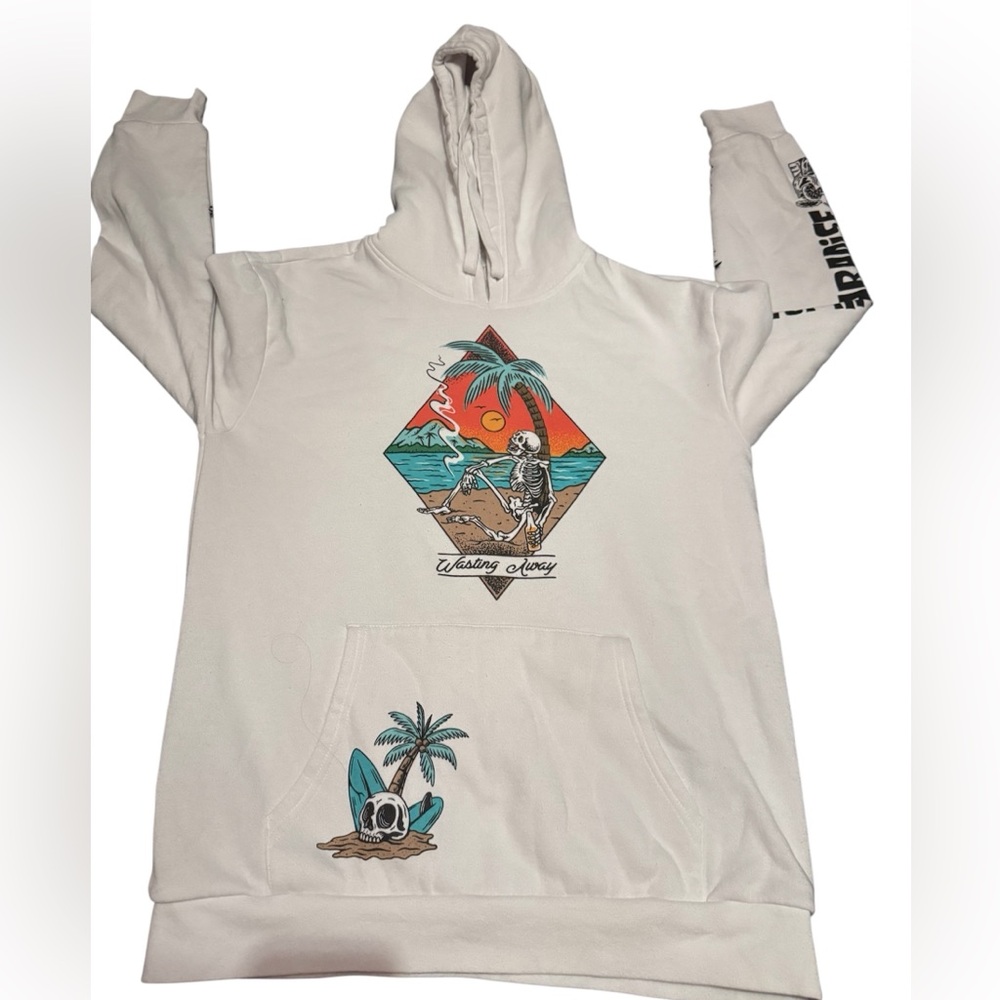 Mens L Retrofit White ‘Lost in Paradise’ Sweatshirt